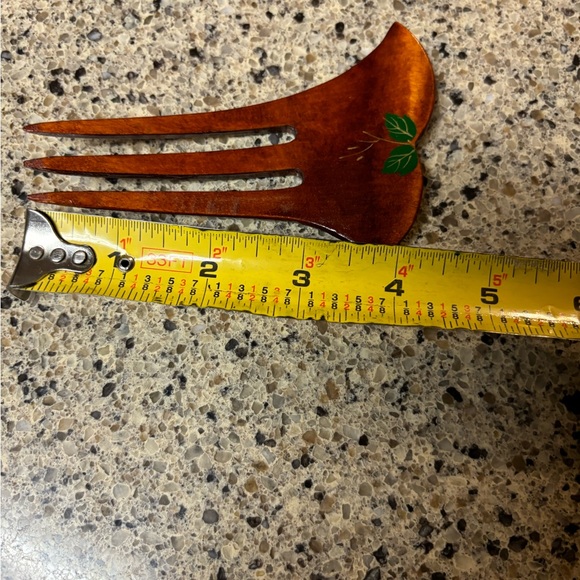 Hand Painted Rose Violet Wood Hair Comb Vintage Accessory Granny Core - Picture 9 of 9